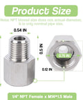 Diagram of Stainless Steel 304 NPT Female To Metric M14x1.5 Male Pipe Fitting Adapter with size details.