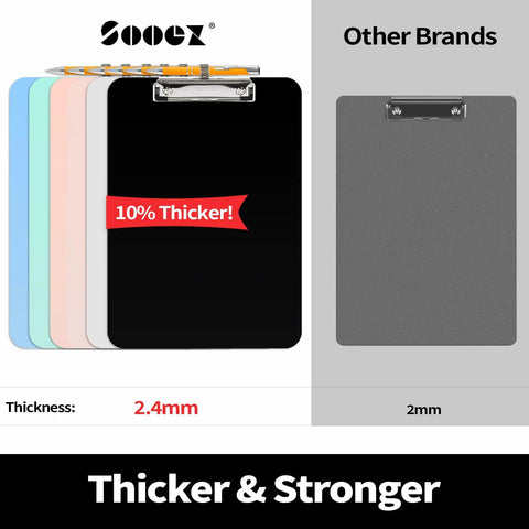 Comparison between thicker Plastic Clipboard With Pen Holder Two Pack 8.5 By 11 Standard Letter Size and standard clipboard thickness
