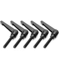 Five M8 x 40mm Adjustable Clamping Lever Handles, Zinc Alloy Levers with Steel Studs for Lathes and Machinery