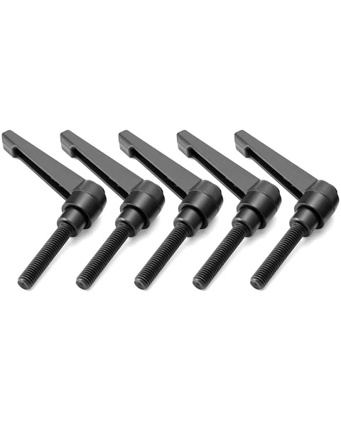Five M8 x 40mm Adjustable Clamping Lever Handles, Zinc Alloy Levers with Steel Studs for Lathes and Machinery