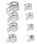 Eight pieces of all-purpose spring hose clamp kit 160pcs for automotive radiator hose, showing multiple sizes and 304 stainless steel material