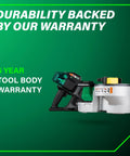 Badass Cordless Rebar Bender and Cutter with warranty details for durability and tool body assurance.