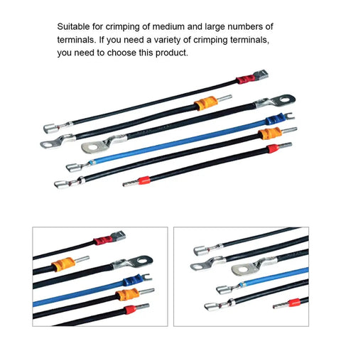 Top Tier Automatic Wire Terminal Crimping Tool, Multifunction Electric Plier Machine For 0.25 To 10mm2 Cables with various crimping terminals.