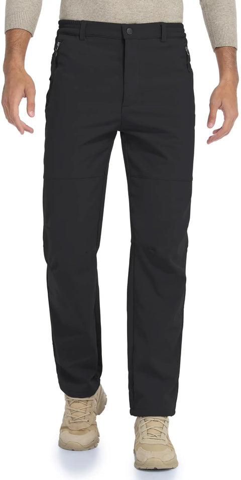 Weatherproof Softshell Snow Pants For Skiing Snowboarding And Outdoor Adventures With Zipper Pockets Black 34 Inch Waist Waterproof Windproof Quick Dry Built For All Day Comfort