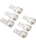 Smooth As Butter Sliding Door Roller Track Guide Wheels 6 Pack heavy duty nylon rollers with silver metal brackets for door repair.