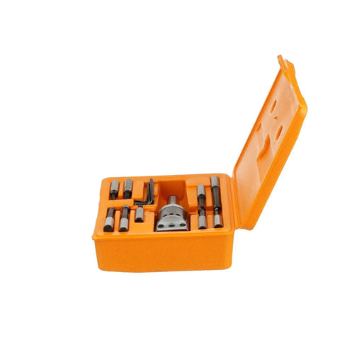 Three Piece Boring Tool Set With 2 Inch Head MT3 Shank And One Half Inch Boring Bar in orange case for CNC lathe and milling work
