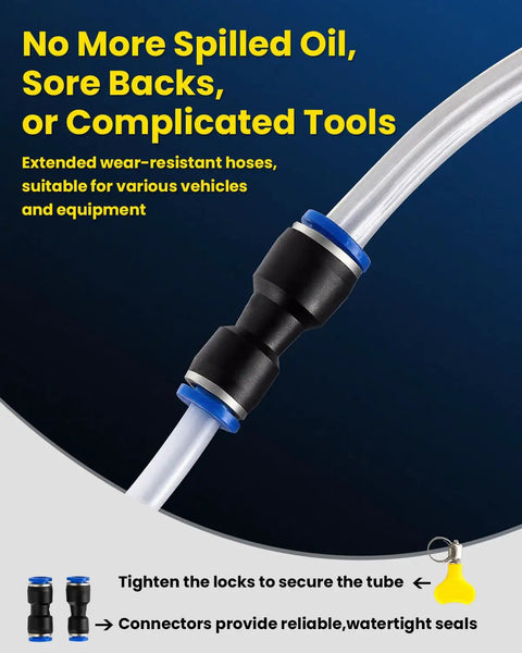 Close-up of hose connectors for 12V 100W Electric Oil Change Pump With Three Hoses And Adapters All In One DIY Friendly Fluid Extractor