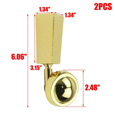 Two-Pack Metal Swivel Cup Casters, Square Cup Style Furniture Wheels For Tables, Chairs, And Sofas, 2.48 Inch Diameter