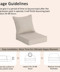 Thick Outdoor Patio Cushions Set Of 2 Deep Seat Cushions 22x24x5.1 Inches, natural linen, assembly guidelines for installation.
