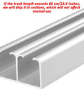 Close-up of ceiling mounted aluminum rail for Heavy Duty Double Closet Sliding Door Track Kit With Floor Guide And Rollers