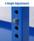 Close-up of Heavy Duty Steel Welding Table With Adjustable Height showing height adjustment mechanism and locking pin.