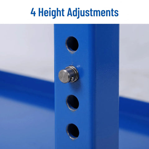 Close-up of Heavy Duty Steel Welding Table With Adjustable Height showing height adjustment mechanism and locking pin.