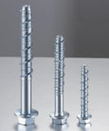 Set of Half Inch By Three Inch Zinc Plated Concrete Screws for Masonry Anchoring to Brick or Block Heavy Duty Pack of Ten with Socket Tool.