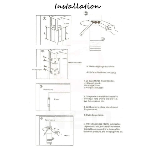 Installation guide for slick stainless steel door hinges with ball bearing and built in dampers for cafe style doors.