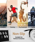 Collage of sports activities with Ear Gripper Holders For Eyeglasses Silicone Nose Pad Retainers shown for non-slip use.