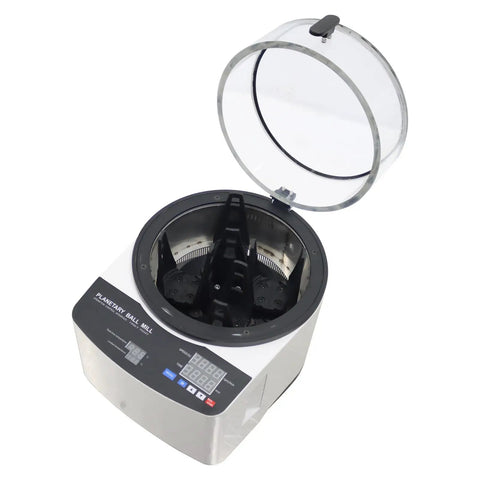 Open view of Beefy Four Jar Desktop Ball Mill Grinder For Lab Use 110V 150W High Speed Silent Pulverizer with digital controls visible