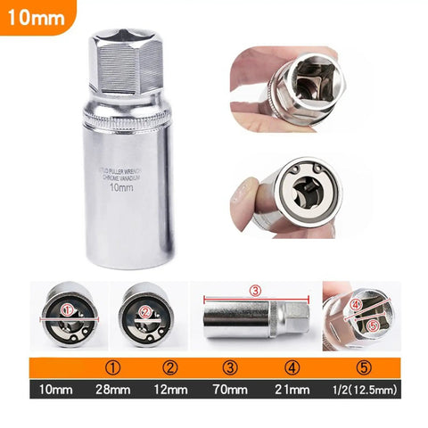 Heavy Duty Bolt Extractor Kit Made From Chrome Vanadium Steel For Tough Jobs, Perfect Universal Screw Remover Tool To Pull Broken Bolts Fast And Easy In Your Garage 10mm