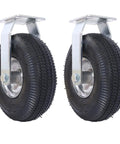 Pair Of Heavy Duty 10 Inch Pneumatic Caster Wheels Featuring Smooth Rolling Ribbed Tires And Ball Bearing Steel Hubs built tough for every jobsite load.