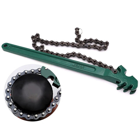 Beefy Heavy Duty Reversible Chain Wrench 16 Inch With 27 Inch Chain For 1.5 To 7.5 Inch Diameter Oil And Fuel Filter