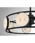 Close-up of Matte Black Jewelry Inspired Chandelier Ceiling Fan With Integrated Led Lighting and Remote Featuring Faux Alabaster Accents.