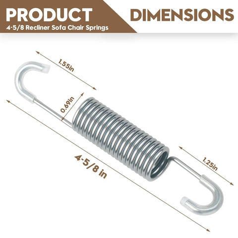 Heavy Duty Tension Spring Replacement For Recliner Sofa And Couch Chairs Quick Homebody Fix 4-5/8 Inch Overall Length Durable steel coil spring dimensions