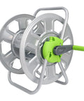 Metal Hose Reel Cart That Holds 100 Feet Of Five Eighth Inch Hose For Outdoor Watering And Storage No Fuss Easy To Move Lightweight Aluminum Frame With Plastic Handle For Seniors And Multi Story Homes