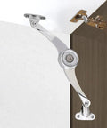 Cabinet Stop Hinges With Adjustable Angle Tracking And Dead Simple Zinc Alloy Build For Smooth As Butter Door Operation and Quick No Hassle Install Always Keeps Your Furniture Locked Tight Exactly Where You Need It mounted on a cabinet.