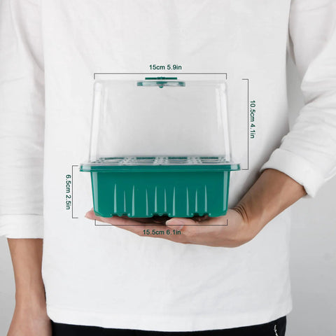 Seed Starter Tray With Built In Grow Light Humidity Dome And Base 12 Cell Germination Kit For Greenhouse Wheatgrass And Hydroponics Easy Garden Starter System For Home Gardeners