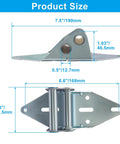 Beefy Heavy Duty Garage Door Hinges 14-Gauge Steel With Galvanized Finish Direct Replacement Pair Durable Rust-Resistant Hinges For Sturdy Door Support Ideal For Heavy Doors And Quick Easy Install, product size diagram