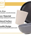 Durable Wheat Straw Dinnerware Set For Four 16 Piece Unbreakable Plastic Plates And Bowls with BPA-free and textured design