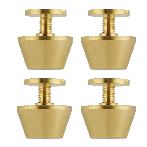 Top Shelf Solid Brass Screw Back Metal Studs With Knockout Gold Finish Heavy Duty Flat Spike Rivets For Leather Craft And Handbag Hardware Comes With Dead Tight Threaded Screws, 9mm diameter, pack of four