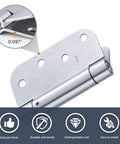 Self-closing satin door hinge with 5/8 in radius and three mounting holes