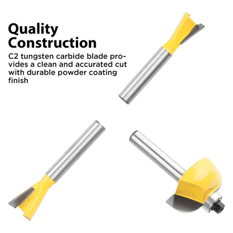 All In One 35 Piece One Quarter Inch Shank Router Bit Set With C2 Carbide trimming bits showing quality construction.