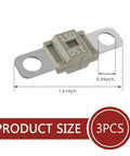 Beefy Heavy Duty 3 Pcs Midi Fuses 150 Amp Flat Style Bolt On Fuse Links Gray with dimensions 1.61 inch by 0.24 inch.