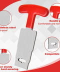 Premium Pool Plug Removal Tool Set With Red Handle Eyeball Wrench, stainless steel blade, rust-proof, fits 1.5 inch plugs.