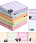 Black Cat Sticky Notes 3x3 Set for Back To School and Office in multicolor with playful black cat design and strong adhesive.
