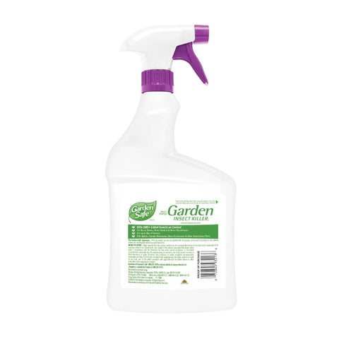 Bottle of Organic Garden Insect Killer Spray for Home Gardens and Greenhouses Kills 100 Plus Listed Pests On Contact Safe For Use Up To Day of Harvest 32 Fluid Ounces