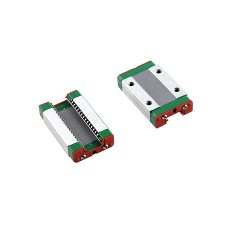 MGN12H 250mm Linear Rail Guide Kit With 2 Carriage Blocks for 3D printers and CNC machines, two metal and plastic carriages displayed