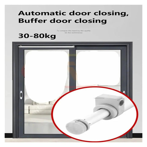 Ultra Quiet Sliding Door Closer For 30 To 80 Kg Wooden Doors With Built In Damping Soft Close Automatic Rebound shown with doors