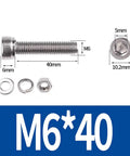 304 Stainless Steel M6 Hex Socket Head Cap Screws And Nuts Kit With Flat Spring Washers Fastener Set For Indoor And Outdoor Use Durable Tough As Nails Hardware With Smooth Threads And Quick Easy Tightening, M6 x 40mm