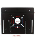 Heavy Duty Aluminum Router Table Insert Plate With Center Lock Bushing And Quick Swap Miter Track, 240mm x 200mm dimensions.