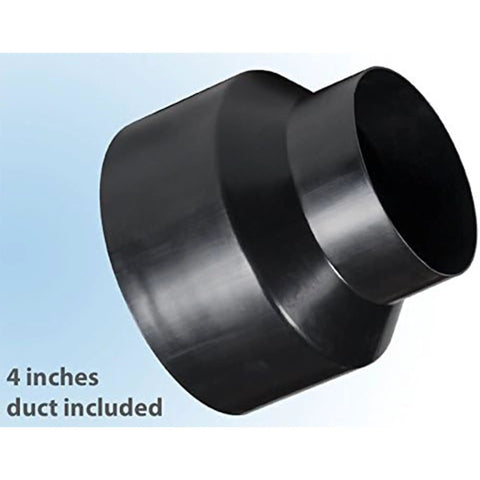 Quiet Bathroom Exhaust Fan With Brushless DC Motor duct adapter, 4 inches, shown in black material for ventilation setup.