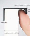 Close-up of Sleek Black Aluminum Furniture Handles Set showing dimensions and thickness details for easy installation