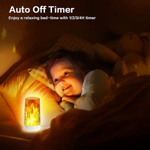 Child enjoying Flameless LED Flame Lights With Remote Control And Timer Battery Powered Outdoor Waterproof Flame Lights For Fireplace Garden Patio And Bar Lit Gravity Sensing Realistic Dancing Flames Breathing And Warm Constant Modes on bedside