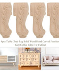 European Style Engraved Wooden Furniture Feet Carved Legs for Sofa Cabinet Table, solid rubber wood, set of four