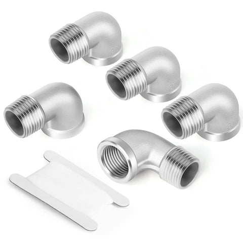 Five Pack 304 Stainless Steel 1 Inch NPT Male to 1 Inch NPT Female 90 Degree Pipe Elbow Fittings for plumbing systems