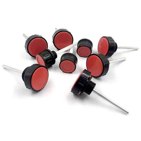 Array of Hydraulic Fluid Reservoir Air Breather With Built In Dipstick For Car Hydraulic Systems Dump Cap Breather Replacement Red Cap 1 Inch 40 Micron Filtration