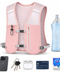 Lightweight Running Hydration Vest For Men And Women With 6 Plus Pockets And Front Bottle Holders Secure Zippered Pockets