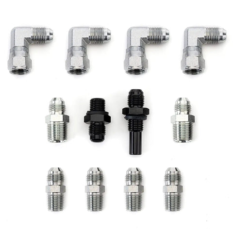 Components of 70 Inch 6AN Stainless Braided Transmission Cooler Hose Kit With AN6 Fittings For GM Chevy Ford
