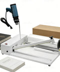 GFJYKDL 1800W Adjustable Heat Shrink Wrap Machine with dual speed heat gun, includes packaging film and books.